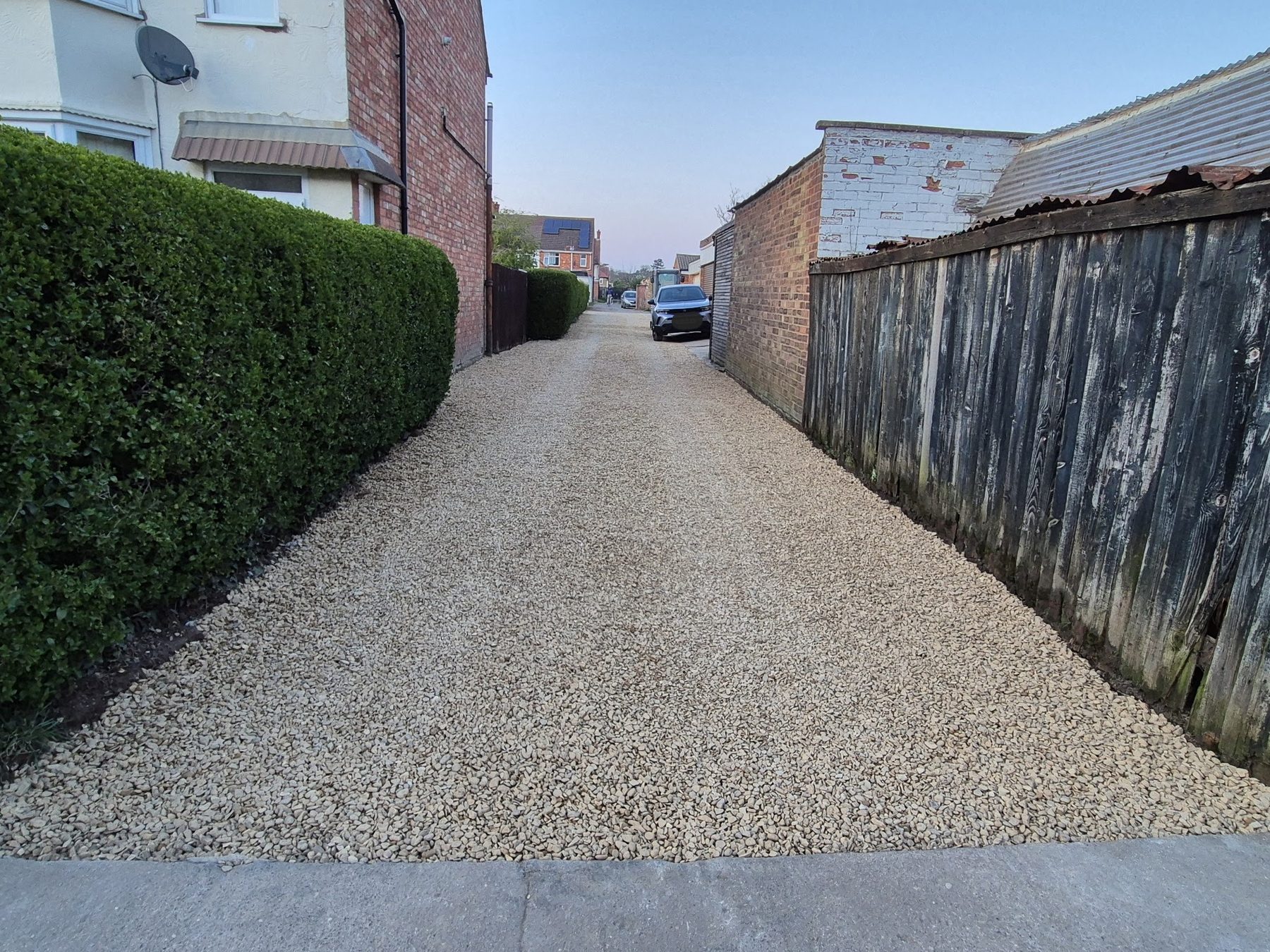 Finished gravel driveway